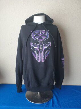 Marvel Black Panther Hoodie XL | Men’s Black Pullover Geometric Mask Sweatshirt